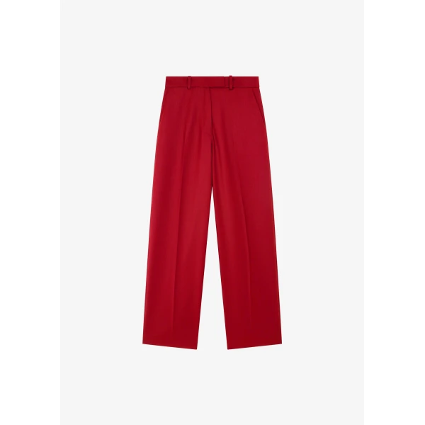 The Frankie Shop Brickell Satin Trousers - Red - Oversized Minimalist Pants in Red - Shop at Luxury Shoes 