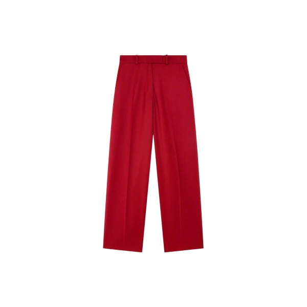 The Frankie Shop Brickell Satin Trousers - Red - Oversized Minimalist Pants in Red - Shop at Luxury Shoes 