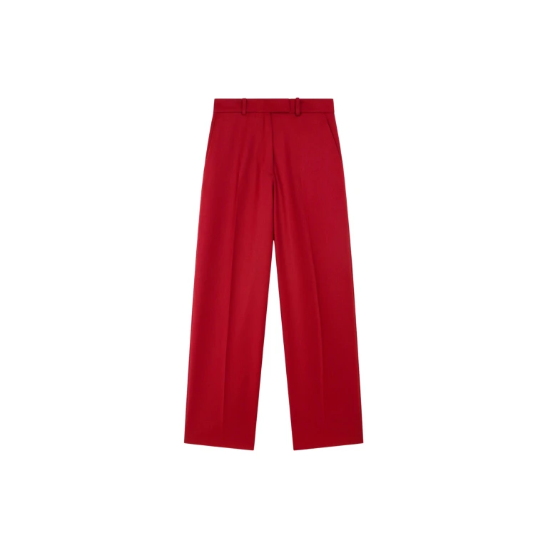 The Frankie Shop Brickell Satin Trousers - Red - Oversized Minimalist Pants in Red - Shop at Luxury Shoes 