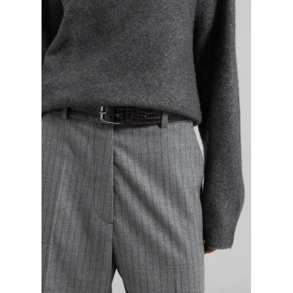 The Frankie Shop Brickell Striped Trousers - Grey/Brown - Oversized Minimalist Pants in Brown - Shop at Luxury Shoes 