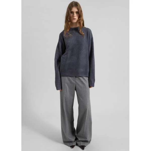 The Frankie Shop Brickell Striped Trousers - Grey/Brown - Oversized Minimalist Pants in Brown - Shop at Luxury Shoes 
