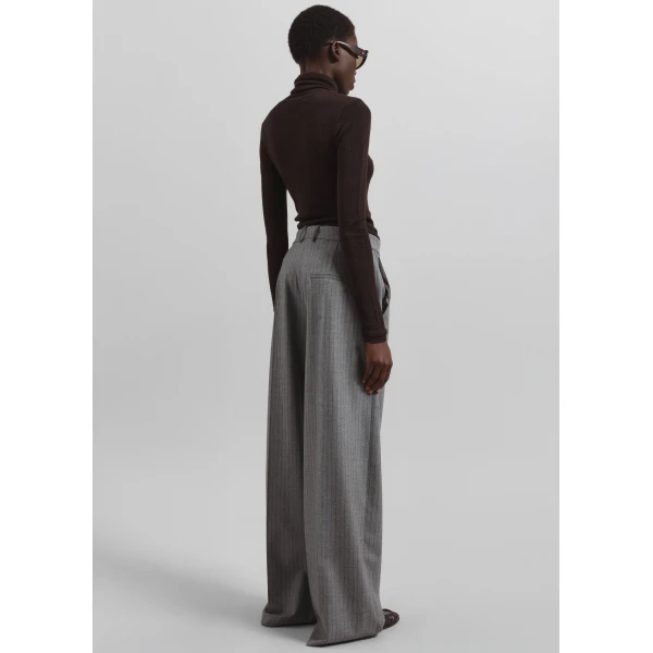 The Frankie Shop Brickell Striped Trousers - Grey/Brown - Oversized Minimalist Pants in Brown - Shop at Luxury Shoes 
