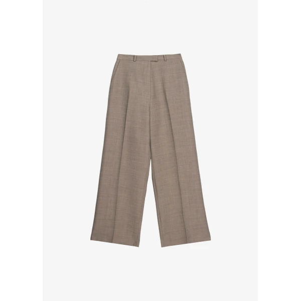 The Frankie Shop Brickell Trousers - Taupe Melange - Oversized Minimalist Pants in Grey - Shop at Luxury Shoes 