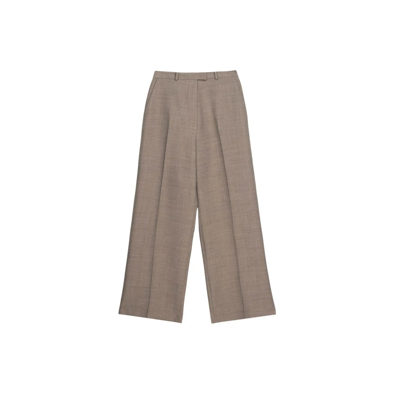 The Frankie Shop Brickell Trousers - Taupe Melange - Oversized Minimalist Pants in Grey - Shop at Luxury Shoes 