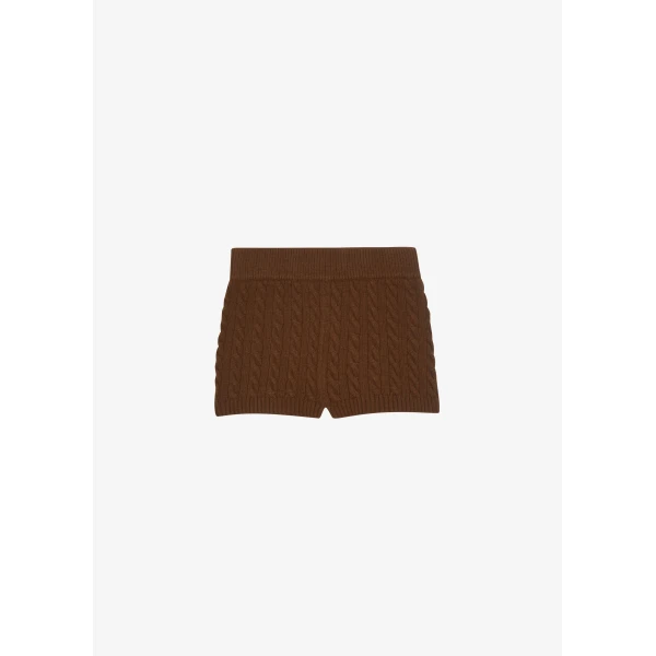 The Frankie Shop Brisbane Knit Mini Shorts - Brown - Oversized Minimalist Shorts in Brown - Shop at Luxury Shoes 