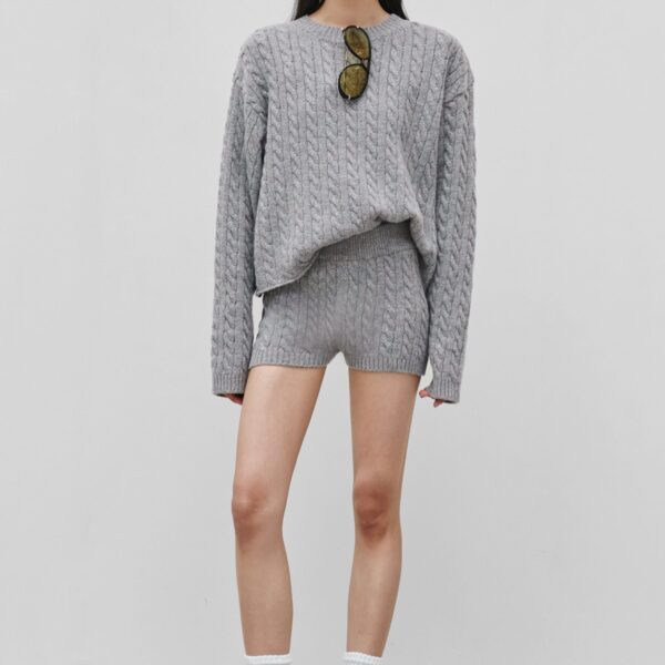 The Frankie Shop Brisbane Knit Mini Shorts – Grey, view 2