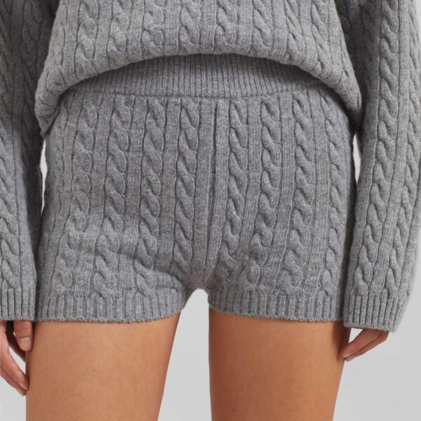 The Frankie Shop Brisbane Knit Mini Shorts – Grey, view 3