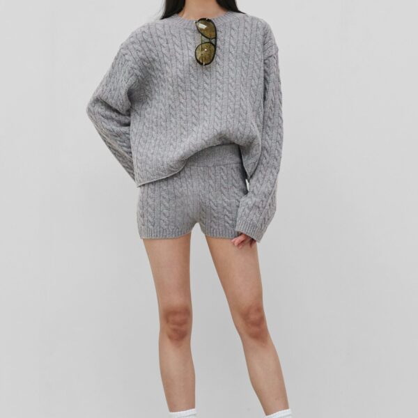 The Frankie Shop Brisbane Knit Mini Shorts – Grey, view 4