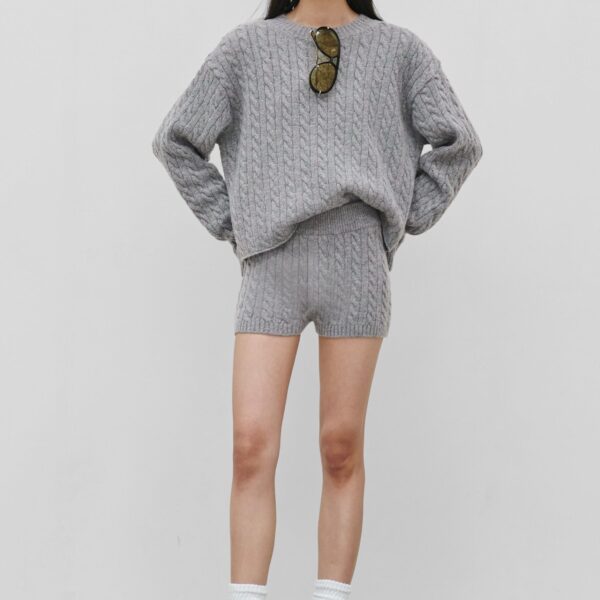 The Frankie Shop Brisbane Knit Mini Shorts – Grey, view 7