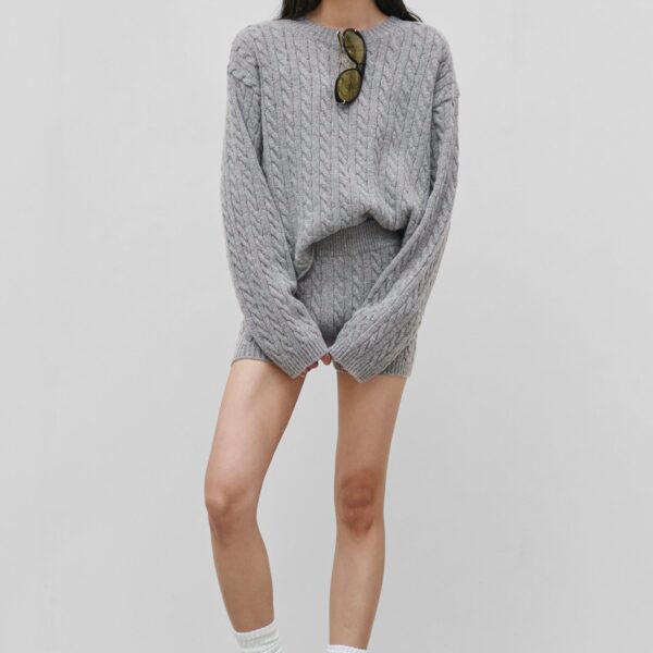 The Frankie Shop Brisbane Knit Mini Shorts – Grey, view 8