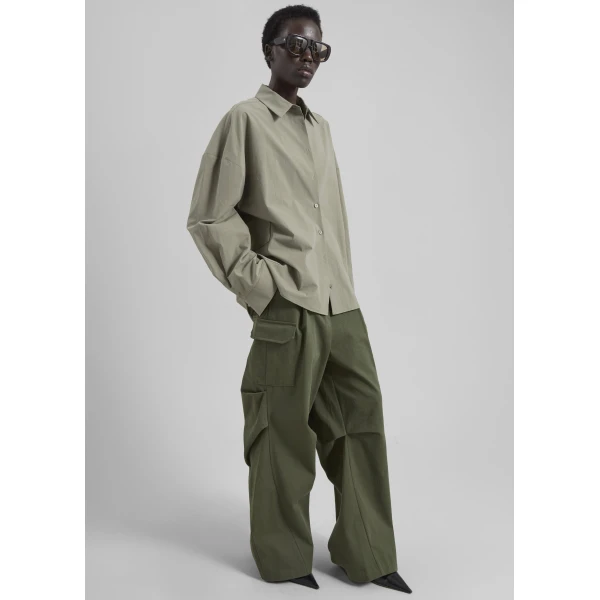 The Frankie Shop Bronte Cargo Pants - Army Green - Oversized Minimalist Pants in Green - Shop at Luxury Shoes 