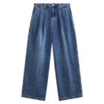 The Frankie Shop Buxton Pleated Wide Jeans - Medium Wash - Oversized Minimalist Pants in Blue - Shop at Luxury Shoes 