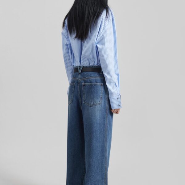 The Frankie Shop Buxton Pleated Wide Jeans – Medium Wash, view 8
