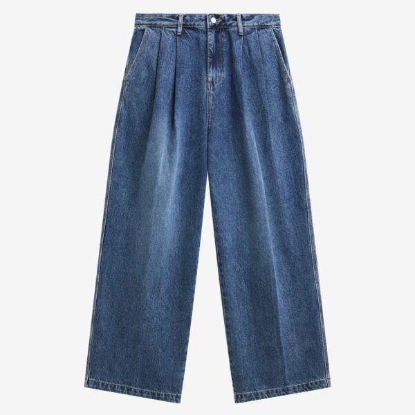 The Frankie Shop Buxton Pleated Wide Jeans – Medium Wash, view 9