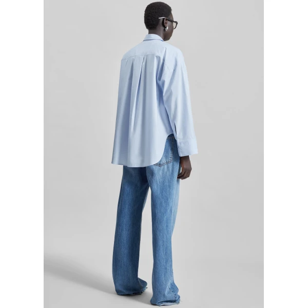 The Frankie Shop By Malene Birger Derris Cotton Shirt - Periwinkle Blue - Oversized Minimalist Tops in Blue - Shop at Luxury Shoes 