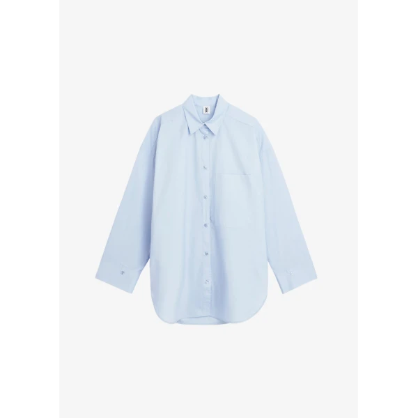 The Frankie Shop By Malene Birger Derris Cotton Shirt - Periwinkle Blue - Oversized Minimalist Tops in Blue - Shop at Luxury Shoes 