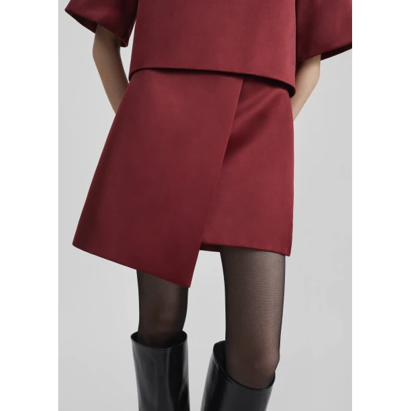 The Frankie Shop By Malene Birger Raye Mini Skirt - Cabernet - Oversized Minimalist Skirts in Red - Shop at Luxury Shoes 