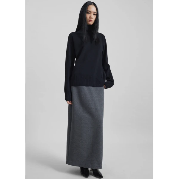 The Frankie Shop By Malene Birger Vanille Wool Sweater - Black - Oversized Minimalist Knitwear in Black - Shop at Luxury Shoes 