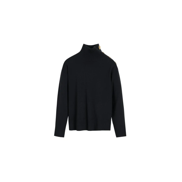 The Frankie Shop By Malene Birger Vanille Wool Sweater - Black - Oversized Minimalist Knitwear in Black - Shop at Luxury Shoes 