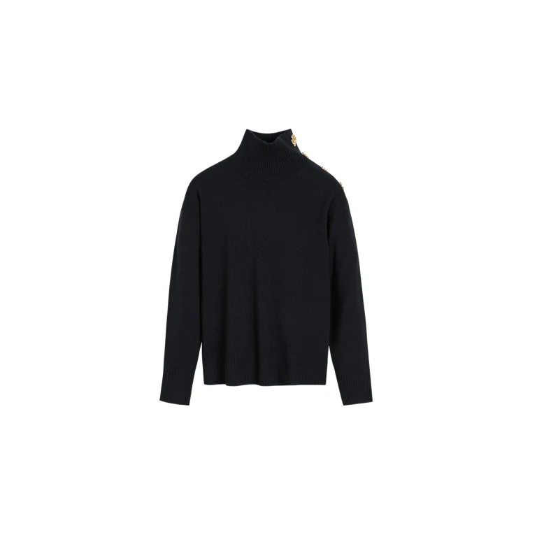 The Frankie Shop By Malene Birger Vanille Wool Sweater - Black - Oversized Minimalist Knitwear in Black - Shop at Luxury Shoes 