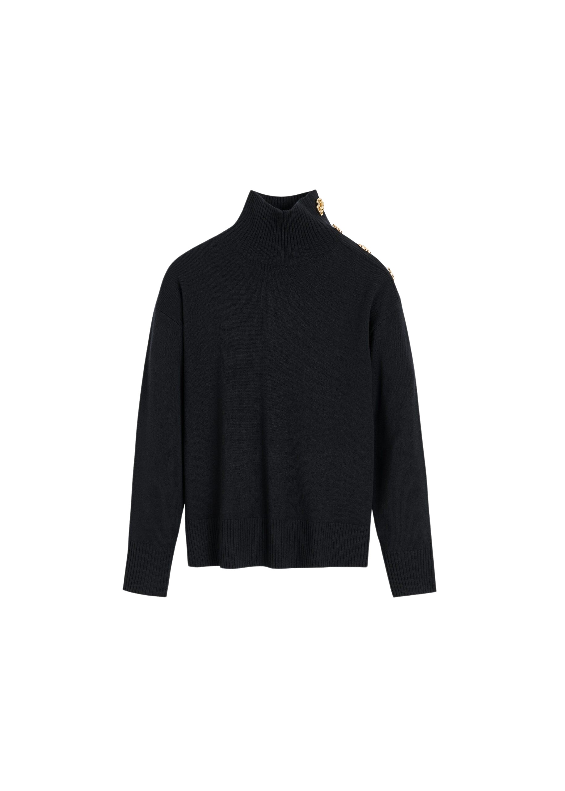The Frankie Shop By Malene Birger Vanille Wool Sweater - Black - Oversized Minimalist Knitwear in Black - Shop at Luxury Shoes 