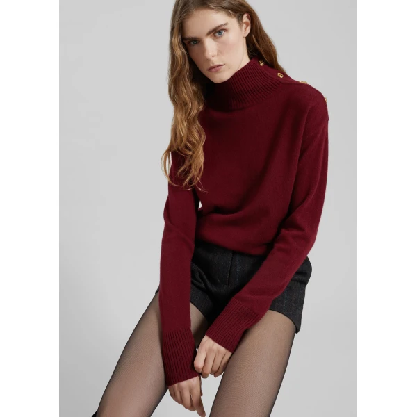 The Frankie Shop By Malene Birger Vanille Wool Sweater - Cabernet - Oversized Minimalist Knitwear in Red - Shop at Luxury Shoes 