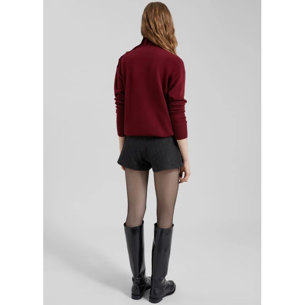 The Frankie Shop By Malene Birger Vanille Wool Sweater - Cabernet - Oversized Minimalist Knitwear in Red - Shop at Luxury Shoes 