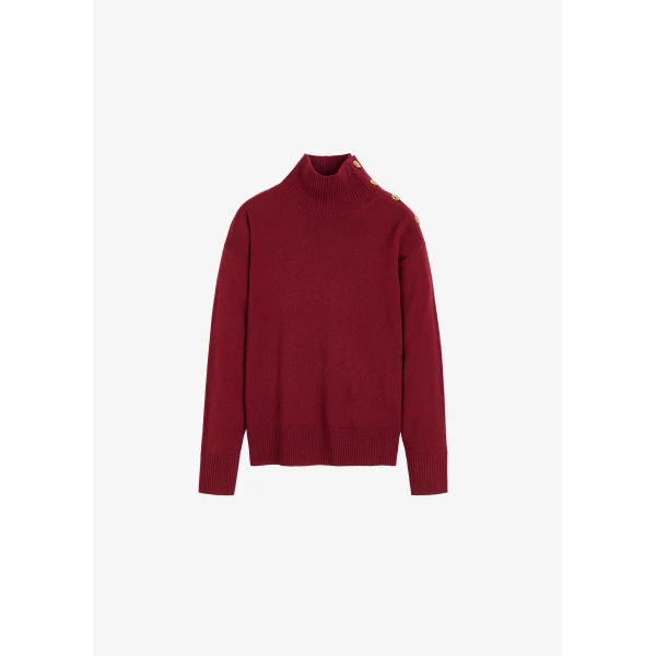 The Frankie Shop By Malene Birger Vanille Wool Sweater - Cabernet - Oversized Minimalist Knitwear in Red - Shop at Luxury Shoes 