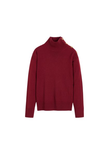 The Frankie Shop By Malene Birger Vanille Wool Sweater - Cabernet - Oversized Minimalist Knitwear in Red - Shop at Luxury Shoes 
