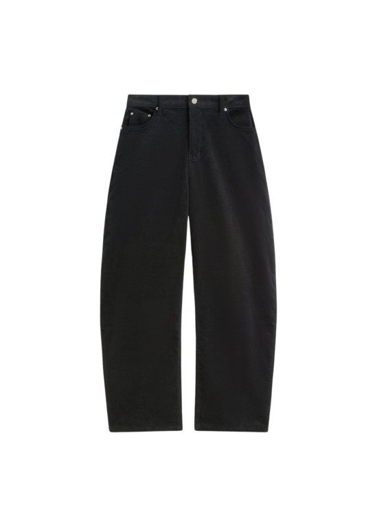 The Frankie Shop Caistor Corduroy Barrel Leg Pants - Black - Oversized Minimalist Pants in Black - Shop at Luxury Shoes 