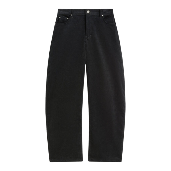 The Frankie Shop Caistor Corduroy Barrel Leg Pants - Black - Oversized Minimalist Pants in Black - Shop at Luxury Shoes 