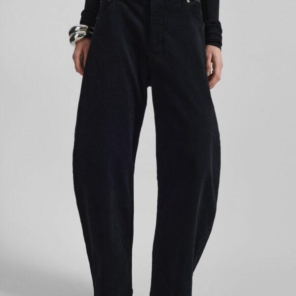The Frankie Shop Caistor Corduroy Barrel Leg Pants – Black, view 3