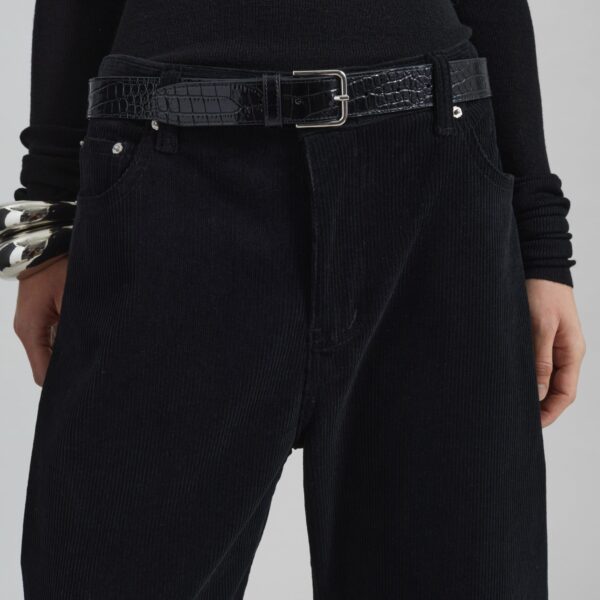 The Frankie Shop Caistor Corduroy Barrel Leg Pants – Black, view 4