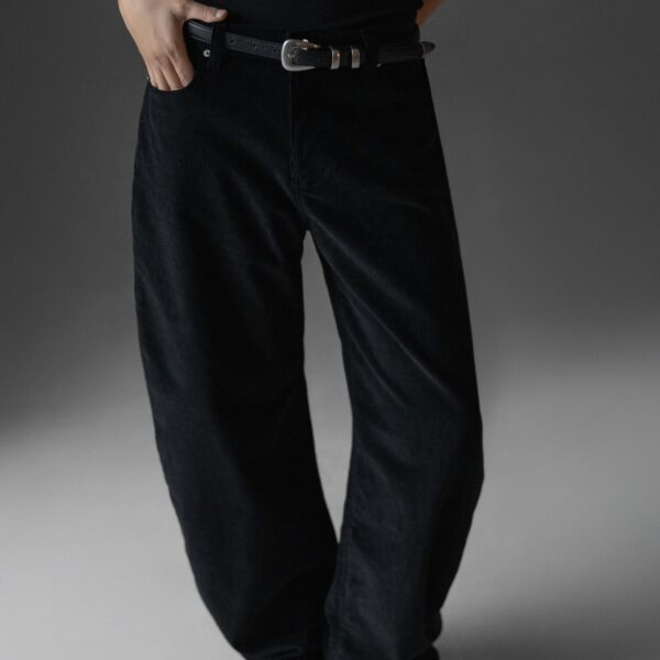 The Frankie Shop Caistor Corduroy Barrel Leg Pants – Black, view 6