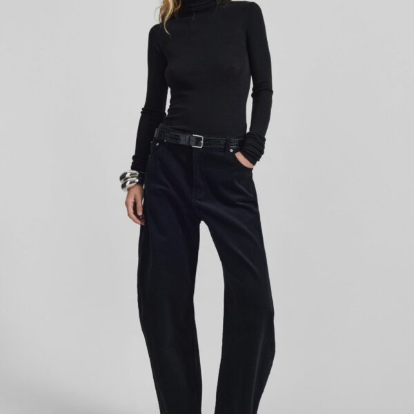 The Frankie Shop Caistor Corduroy Barrel Leg Pants – Black, view 7