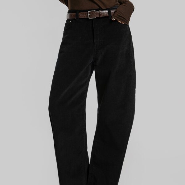 The Frankie Shop Caistor Corduroy Barrel Leg Pants – Black, view 8
