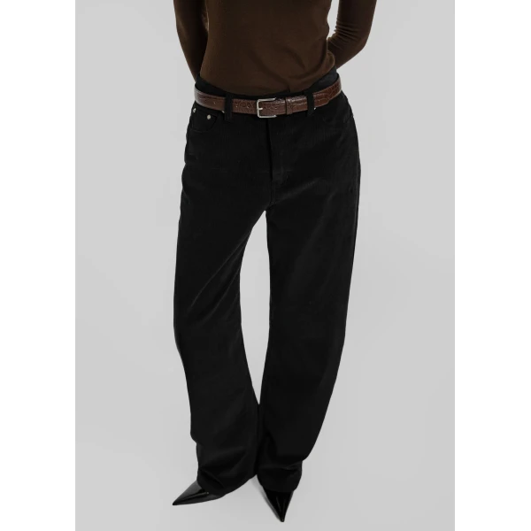 The Frankie Shop Caistor Corduroy Barrel Leg Pants - Black - Oversized Minimalist Pants in Black - Shop at Luxury Shoes 