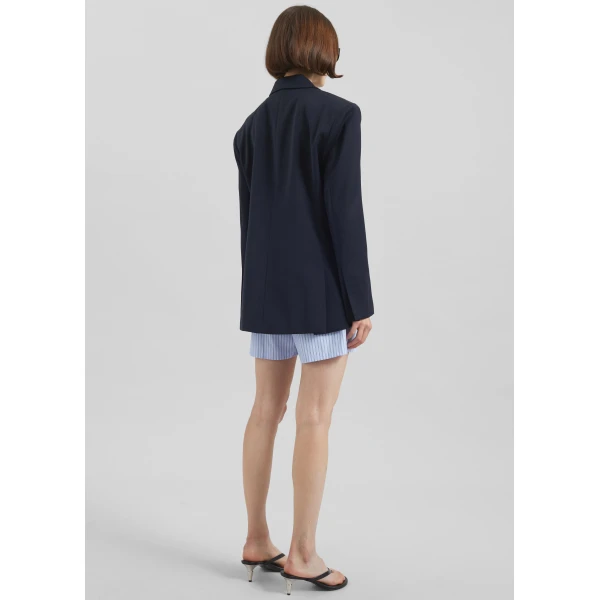 The Frankie Shop Calvay Crossover Blazer - Dark Navy - Oversized Minimalist Jackets in Blue - Shop at Luxury Shoes 