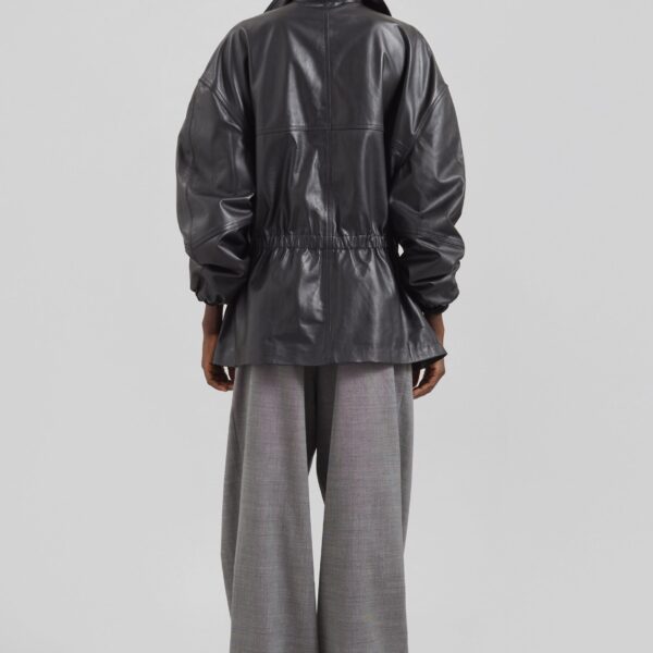 The Frankie Shop Carnaby Funnel Neck Leather Jacket – Black, view 6