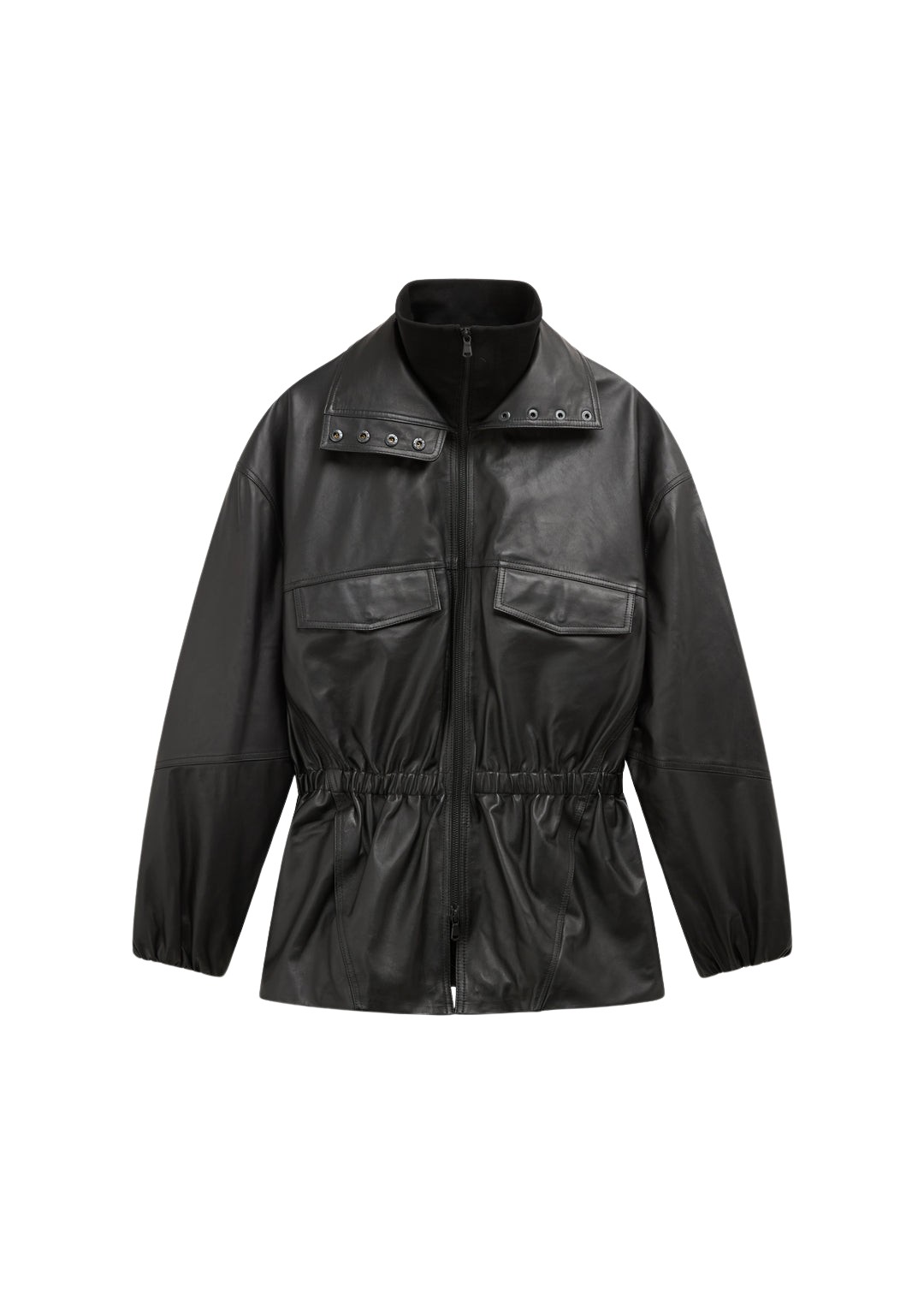 The-Frankie-Shop-Carnaby-Funnel-Neck-Leather-Jacket-Black-coveti-831039_nobg The Frankie Shop Carnaby Funnel Neck Leather Jacket - Black - Oversized Minimalist Jackets in Black - Shop at Luxury Shoes