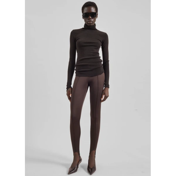 The Frankie Shop Caserta Stirrup Leggings - Brown - Oversized Minimalist Pants in Brown - Shop at Luxury Shoes 