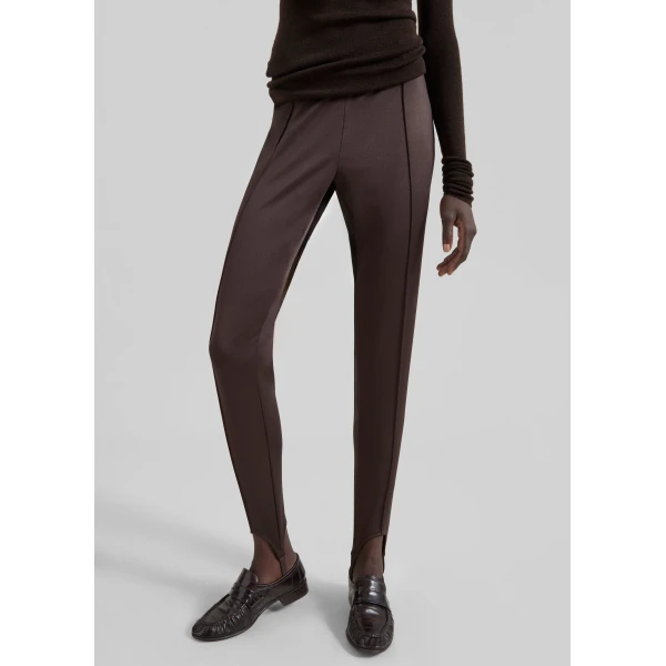 The Frankie Shop Caserta Stirrup Leggings - Brown - Oversized Minimalist Pants in Brown - Shop at Luxury Shoes 