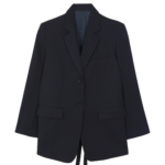 The Frankie Shop Cedric Open Back Blazer - Navy Stripe - Oversized Minimalist Jackets in Blue - Shop at Luxury Shoes 