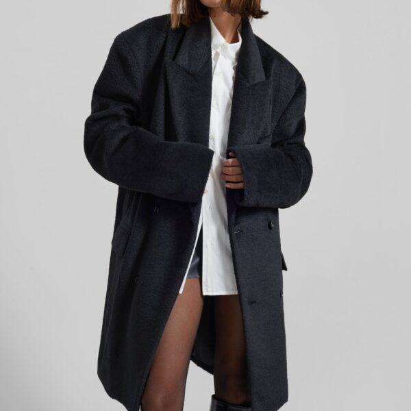 The Frankie Shop Coblence Textured Wool-Blend Coat – Black, view 4