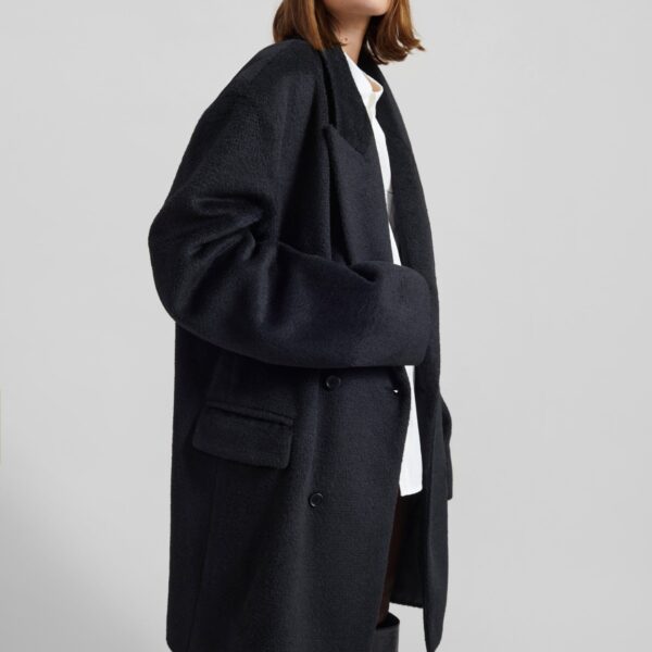 The Frankie Shop Coblence Textured Wool-Blend Coat – Black, view 5