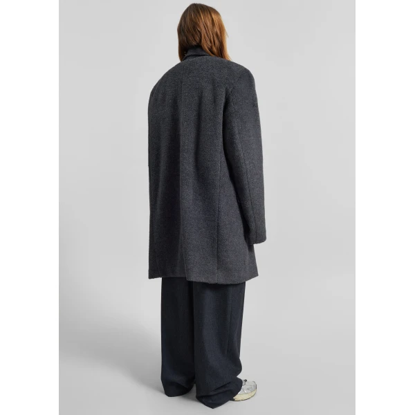 The Frankie Shop Coblence Textured Wool-Blend Coat - Dark Grey - Oversized Minimalist Coats in Grey - Shop at Luxury Shoes 