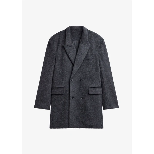 The Frankie Shop Coblence Textured Wool-Blend Coat - Dark Grey - Oversized Minimalist Coats in Grey - Shop at Luxury Shoes 
