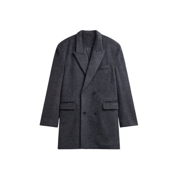 The Frankie Shop Coblence Textured Wool-Blend Coat - Dark Grey - Oversized Minimalist Coats in Grey - Shop at Luxury Shoes 