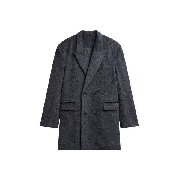 The Frankie Shop Coblence Textured Wool-Blend Coat - Dark Grey - Oversized Minimalist Coats in Grey - Shop at Luxury Shoes 