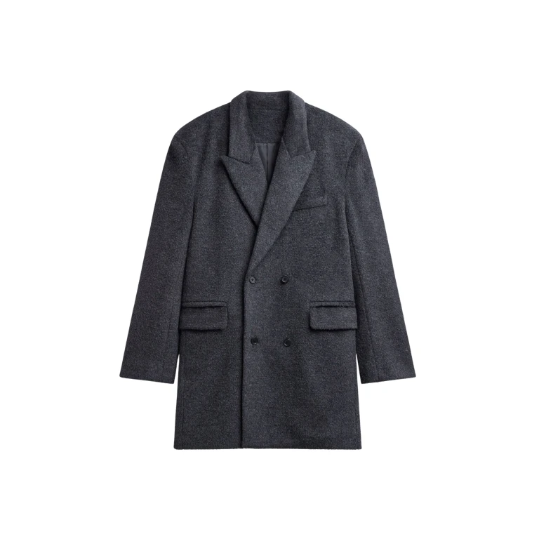 The Frankie Shop Coblence Textured Wool-Blend Coat - Dark Grey - Oversized Minimalist Coats in Grey - Shop at Luxury Shoes 